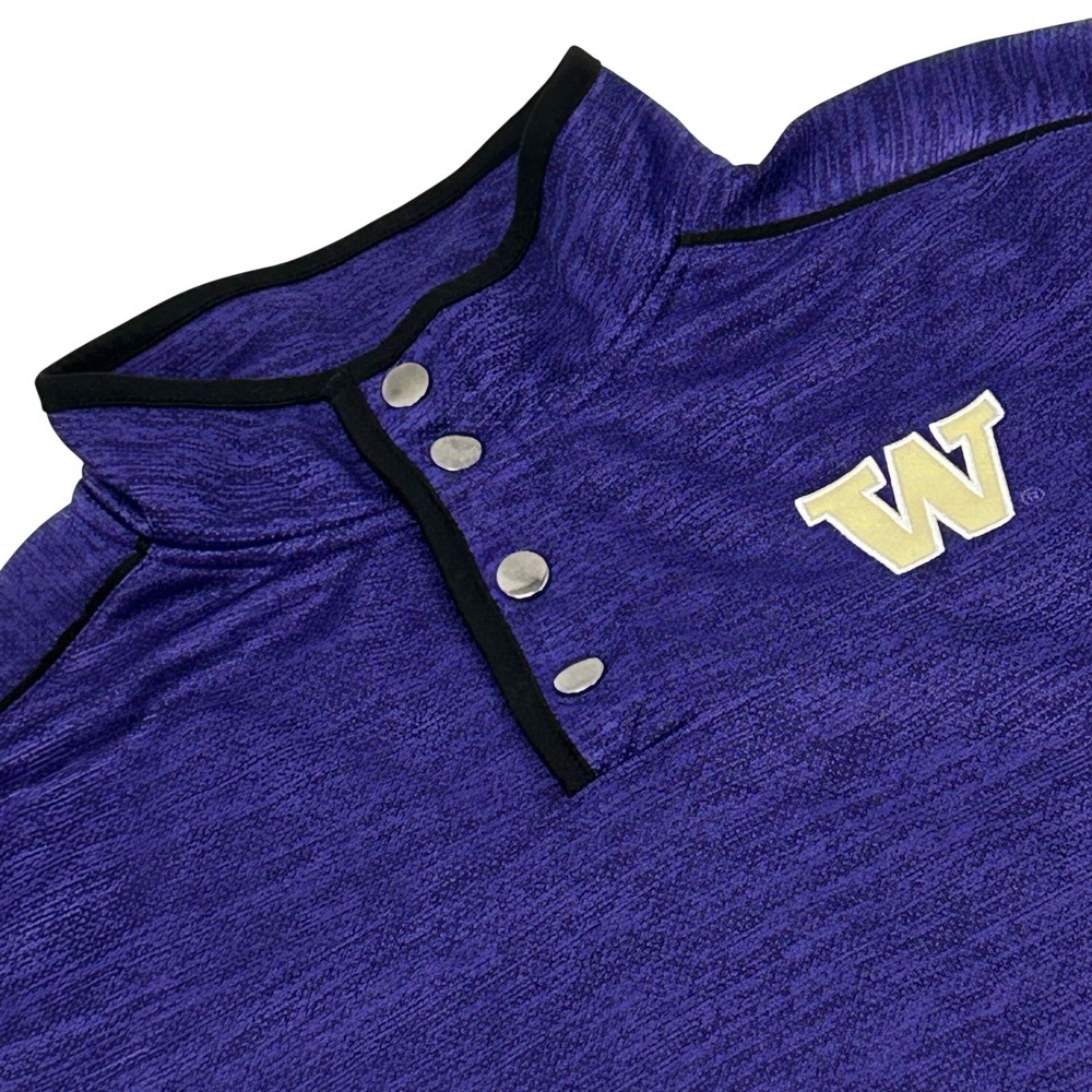 Colosseum Washington Huskies Pullover Mens L Purple Space Dye Quarter Snap Logo